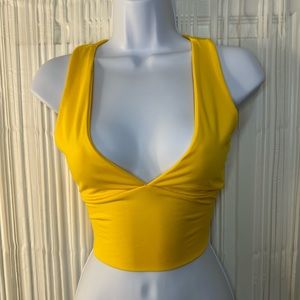 Deep V-Neck Yellow Cropped Top